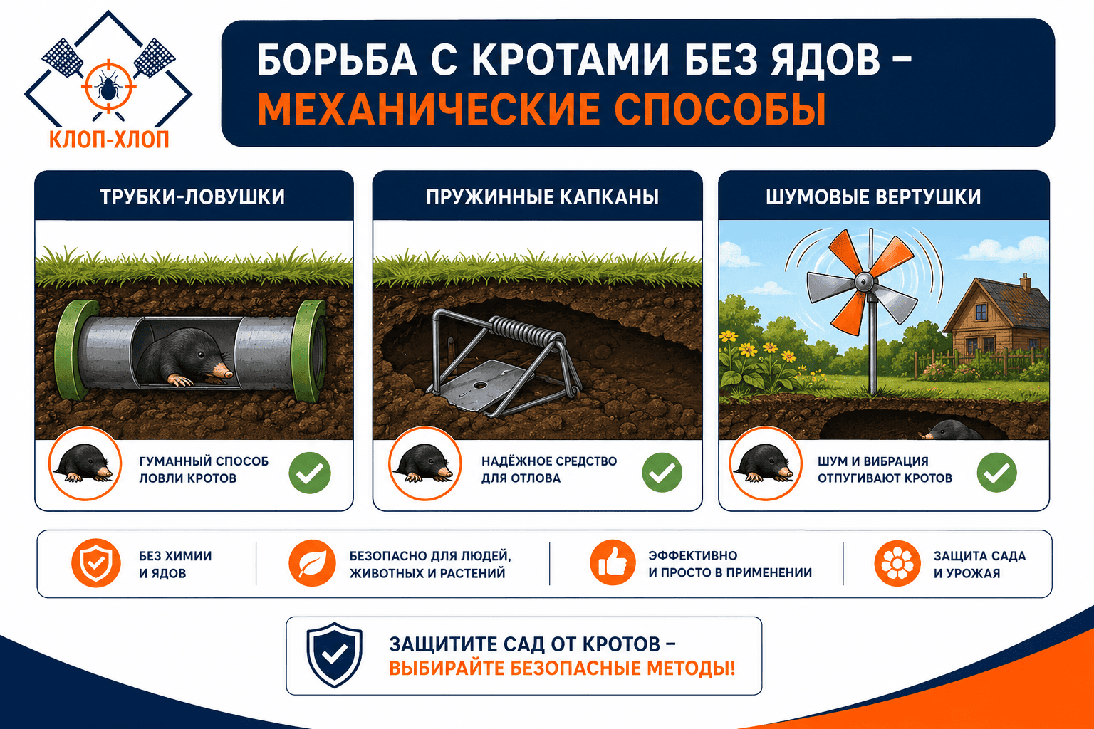 Механические методы ловли и отпугивания кротов